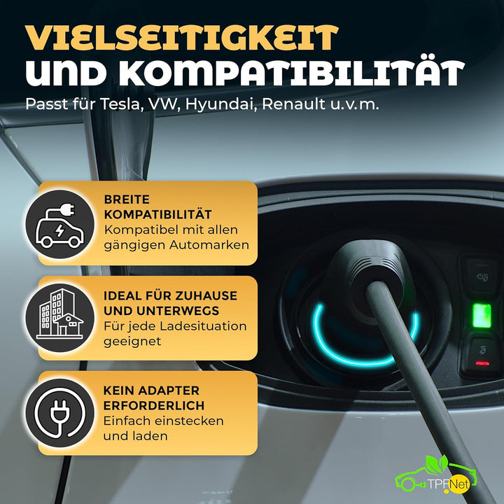 TPFNet Typ 2 Ladekabel 5m – Ladeleistung bis 7.2kW / 32A – Kompatibel mit den meisten Automarken – R