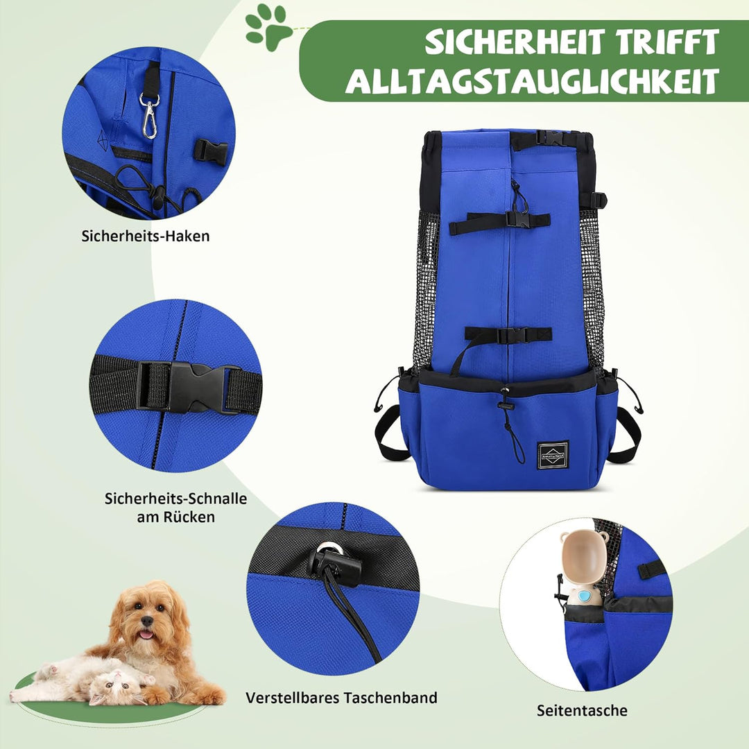 ALLSOPETS Hunderucksack Tragetasche Verstellbar für Kleine Mittelgrosse Hunde, Haustier Rucksack zum