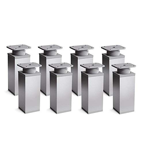 sossai® Design-Möbelfüsse MFV1 | höhenverstellbar | 8er Set | Vierkant-Profil: 40 x 40 mm | Farbe: A