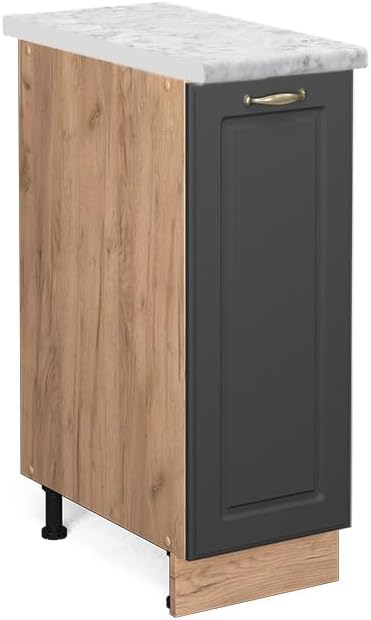 Vicco Apothekerschrank Fame-Line, Anthrazit-Gold/Goldkraft Eiche, 30 cm, AP Marmor Anthrazit-gold Ap