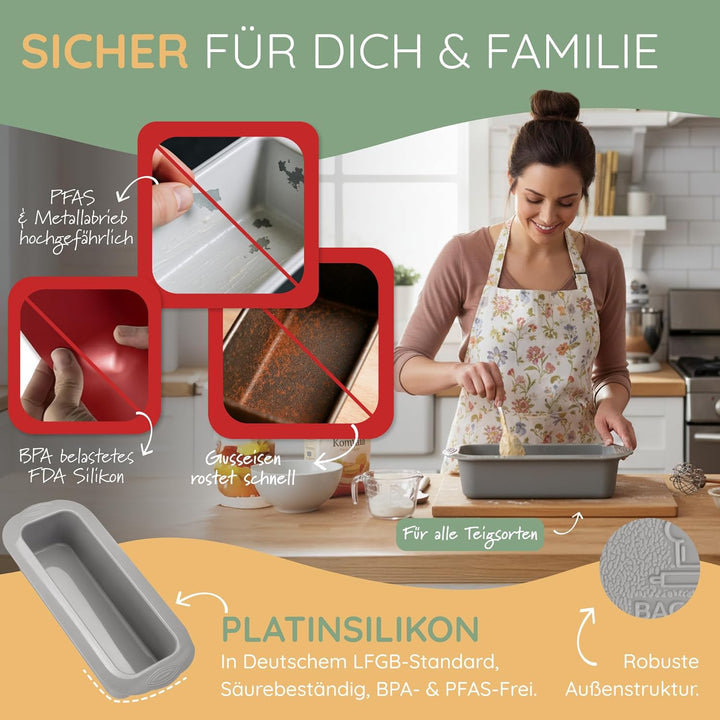 Backefix 32cm Silikon Kastenform XXL, 1500g Brot backen Form, die Original Silikon Brotbackform gros