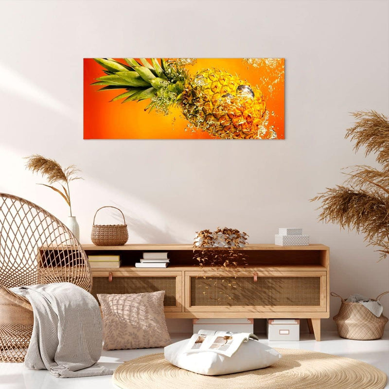 Wandbilder Dekoration Wohnzimmer Karibik ananas frucht gesund Panorama Bilder auf Leinwand 120x50cm