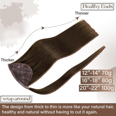 Hetto Zopf Extensions Echthaar Braun 55CM 100G Haarverlängerung Zopf Remy Haar Extensions Echthaar F