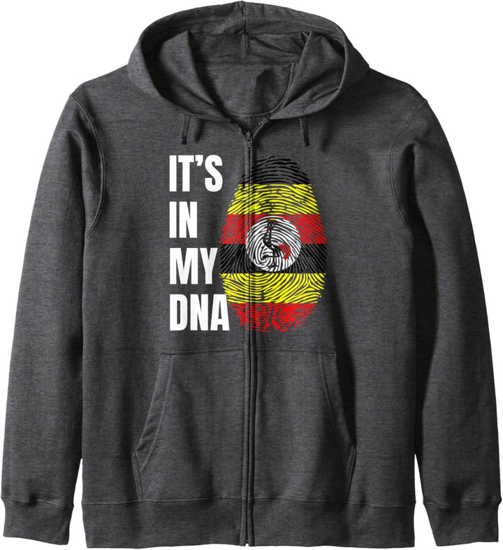 Fingerabdruck DNA Biometrie Flagge Uganda Kapuzenjacke