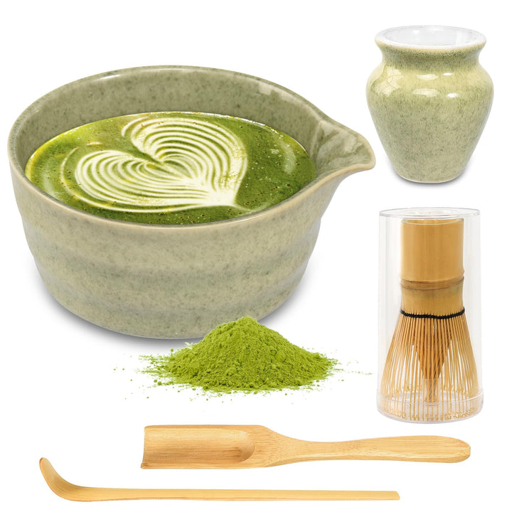 Matcha Set 5 Stück Matcha Tee Set mit Matcha Schale und Schneebesen, Matcha-Schaufel, Matcha Besen,