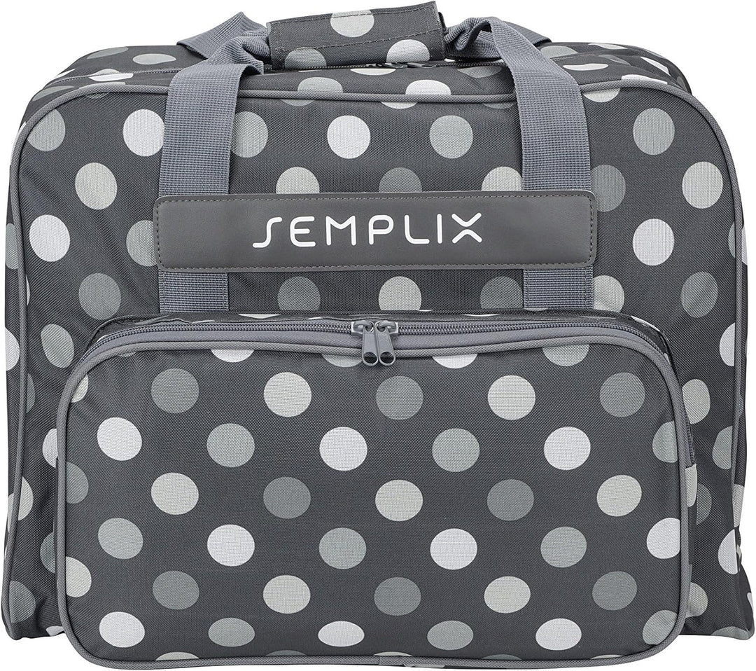 SEMPLIX Bundle Polka Dots Nähmaschinentasche + Nähkorb L (anthrazit/grau)