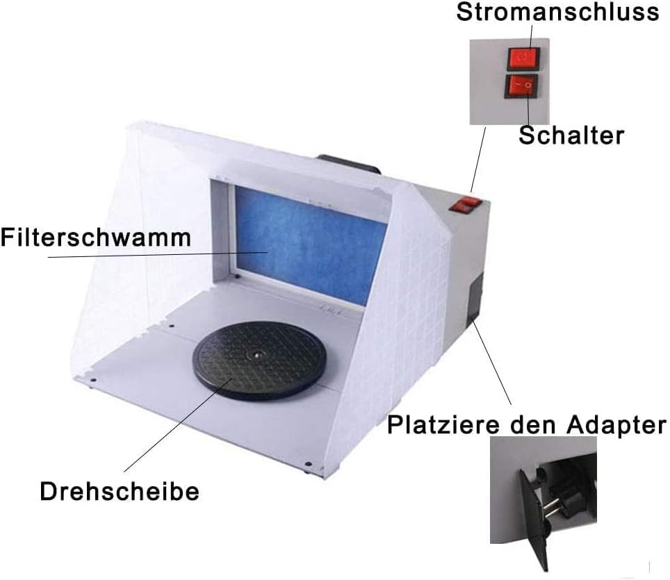 HINOPY 3m³/min Airbrush, 25W Mini Absauganlage Spritzkabine Lackierkabine Sprühbox Für Farbnebel Aus