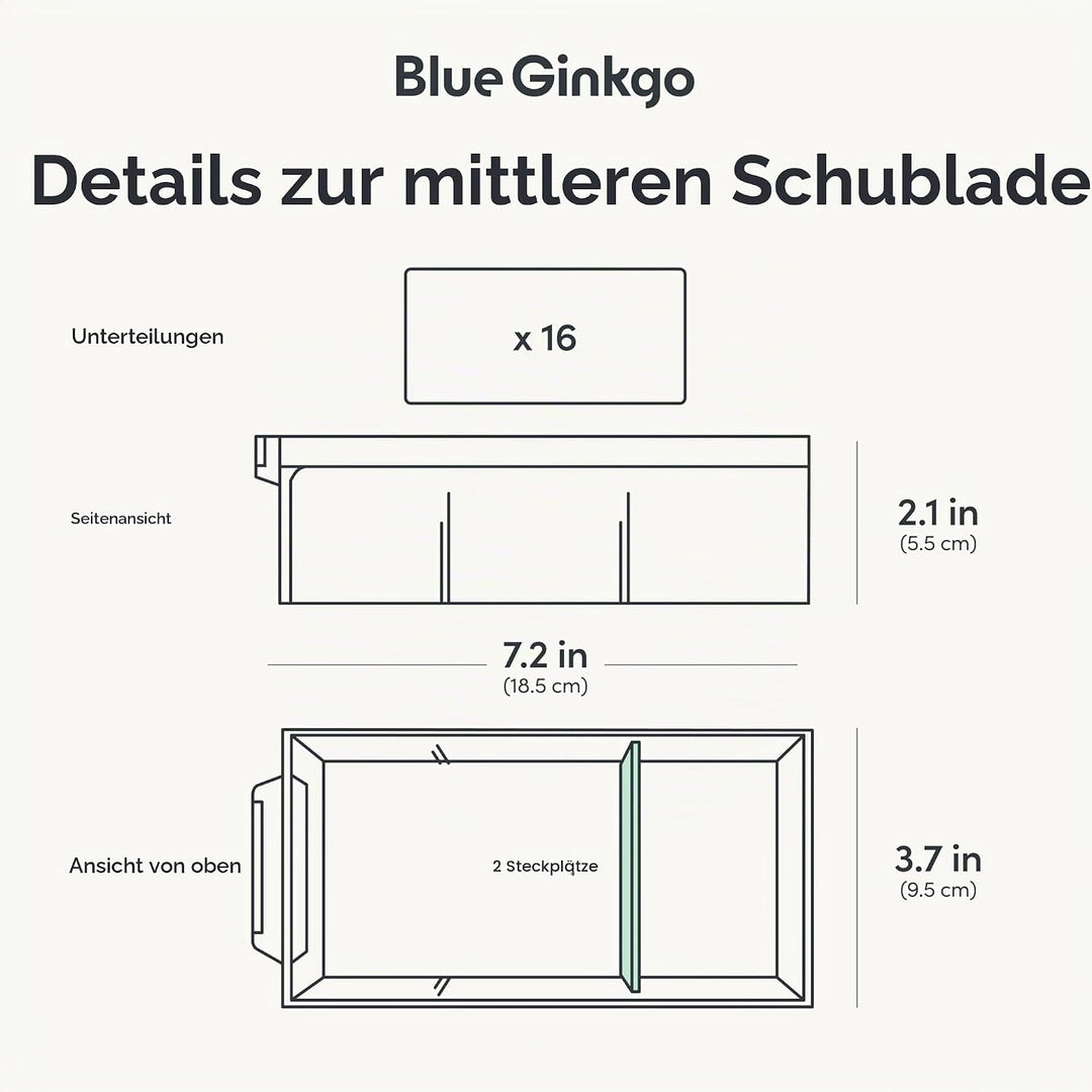 BLUE GINKGO Mittelgrosser Aufbewahrungsschrank mit 16 Schubladen – stapelbare Perlen- und Bastelaufb