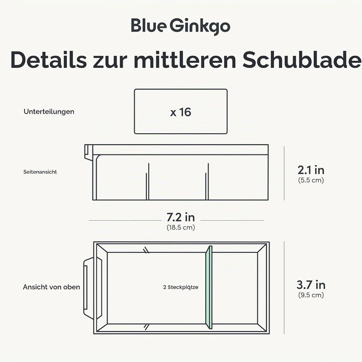 BLUE GINKGO Mittelgrosser Aufbewahrungsschrank mit 16 Schubladen – stapelbare Perlen- und Bastelaufb