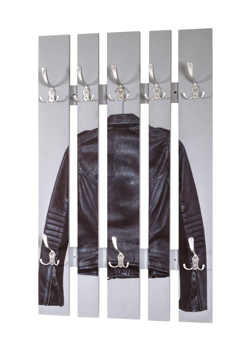 HAKU Möbel Wandgarderobe, Aluminium, Motiv-edelstahloptik, B 65 x T 9 x H 100 cm 65 x 9 x 100, 65 x