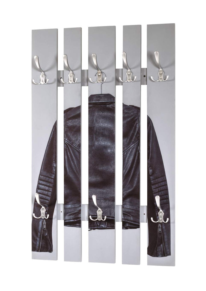 HAKU Möbel Wandgarderobe, Aluminium, Motiv-edelstahloptik, B 65 x T 9 x H 100 cm 65 x 9 x 100, 65 x