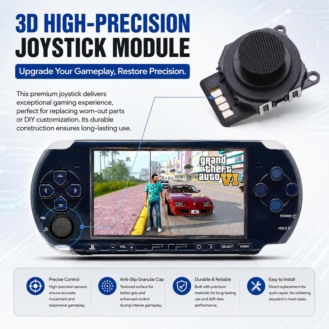 CHEOTIME 2 Stück 3D Button Joystick, Analoger 3D-Tasten-Joystick Für Psp 2000, Switch Ersatz Wireles
