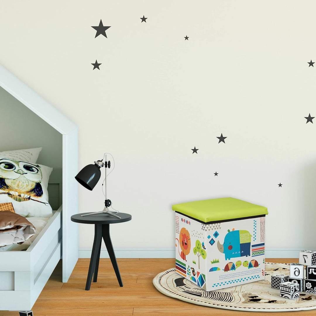 Relaxdays Sitzhocker Kinder, Tier-Design, Sitzbox faltbar, mit Stauraum, Sitzwürfel, HxBxT 31 x 31 x