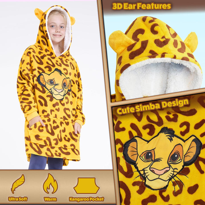 Disney Stitch Kapuzenpullover Mädchen, Übergrosse Hoodie Decke Kinder mit Sherpa-Kapuze und Kängurut