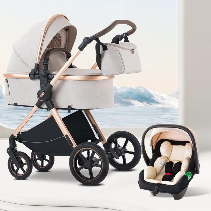 BEBBY Kinderwagen, Standard-Kinderwagen, Kinderwagen 3 in 1,Kinderwagen mit Faltbarem Tragbarem für