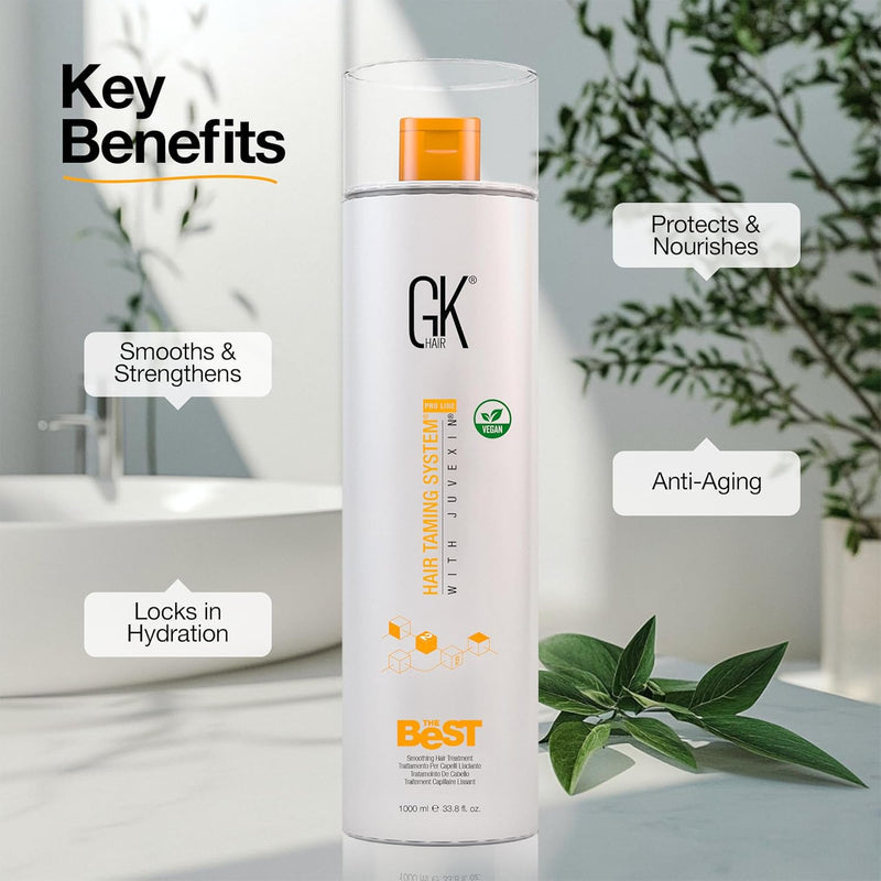 GK HAIR Global Keratin The Best (33.8 Fl Oz/1000ml) Glättende Keratin-Haarbehandlung - Professionell