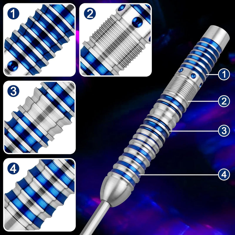 WIN.MAX Dartpfeile mit Metallspitze 90% Tungsten 3 Stück 90% Wolfram Stahl Darts 16-28 Gramm Dart pr