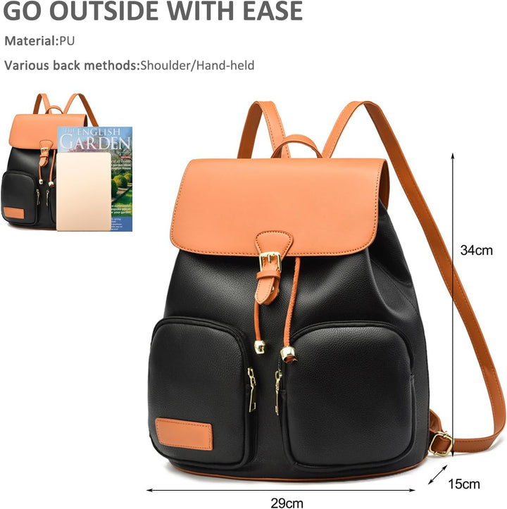 NICOLE & DORIS Frauen Rucksack Modern Rucksack Damen Elegant PU Leder Rucksackhandtaschen Anti Diebs