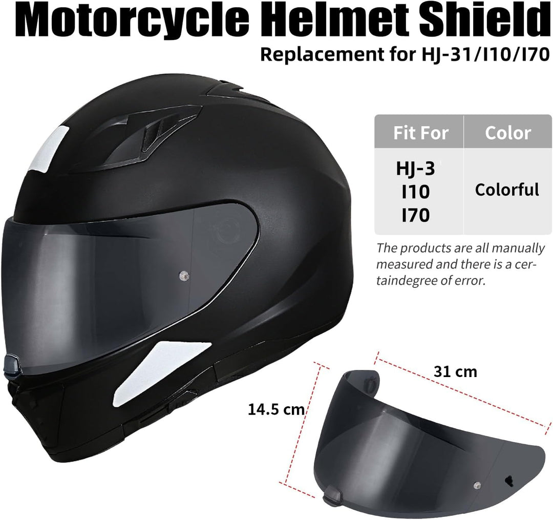 Motorradhelm Visier für Hjc i70 i10 HJ-31,Helmvisier Motorrad Windschutz Helm Objektiv Visier Vollge
