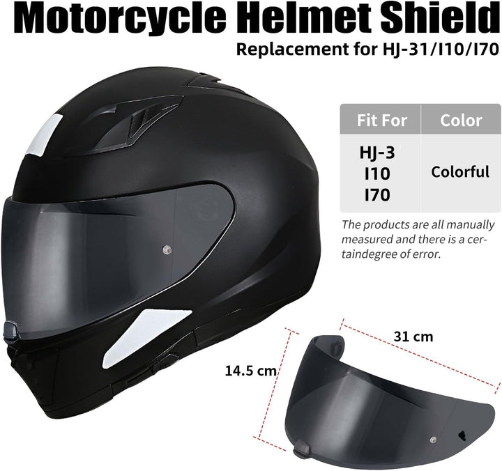 Motorradhelm Visier für Hjc i70 i10 HJ-31,Helmvisier Motorrad Windschutz Helm Objektiv Visier Vollge