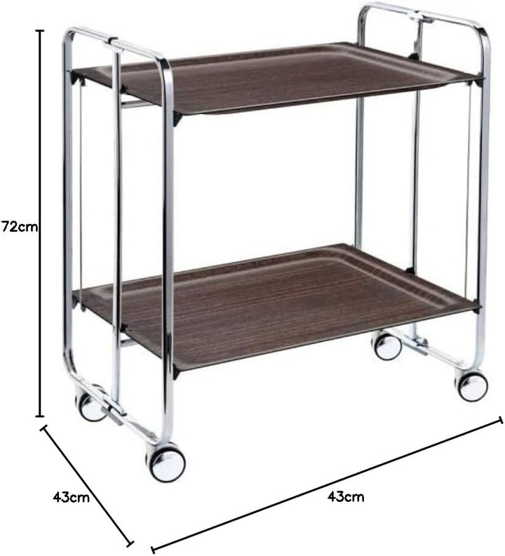 DON HIERRO - Servierwagen Bauhaus 2 Tabletts mit verchromtem Rahmen-Wengue one size Wengue, one size