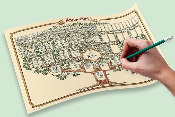 RNK 2808 - Schmuck - Ahnentafel 1-63, 50 x 70 cm, aus Elefantenhautpapier, 1 Stück, Ahnentafel