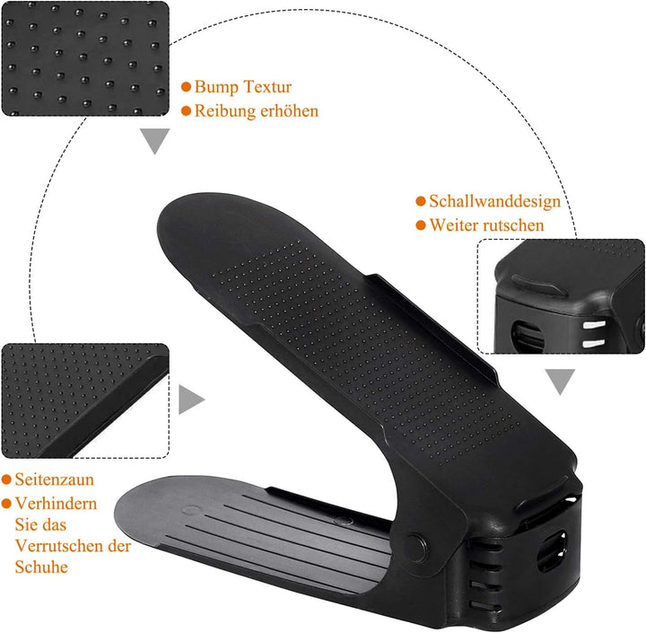 AufuN Einstellbare Schuhregale 30 Stück Schuhstapler/Schuhhalter Set, 3 höhenverstellbar, Platzspare