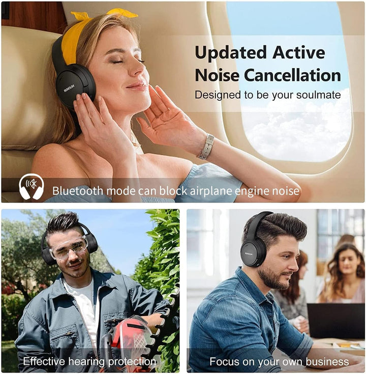 RUNOLIM Bluetooth Kopfhörer Over-Ear, Active Noise Cancelling, Kabellos, 65h Spielzeit im ANC-Modus,