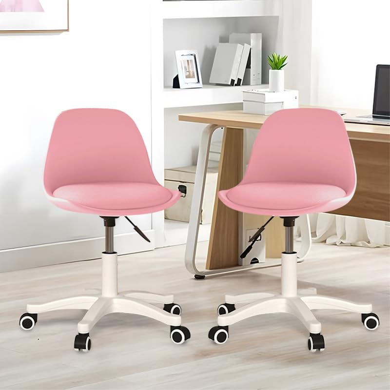 Kleiner Schreibtischstuhl ohne Armlehnen, höhenverstellbarer Home-Office-Stuhl für Jugendliche Pink-