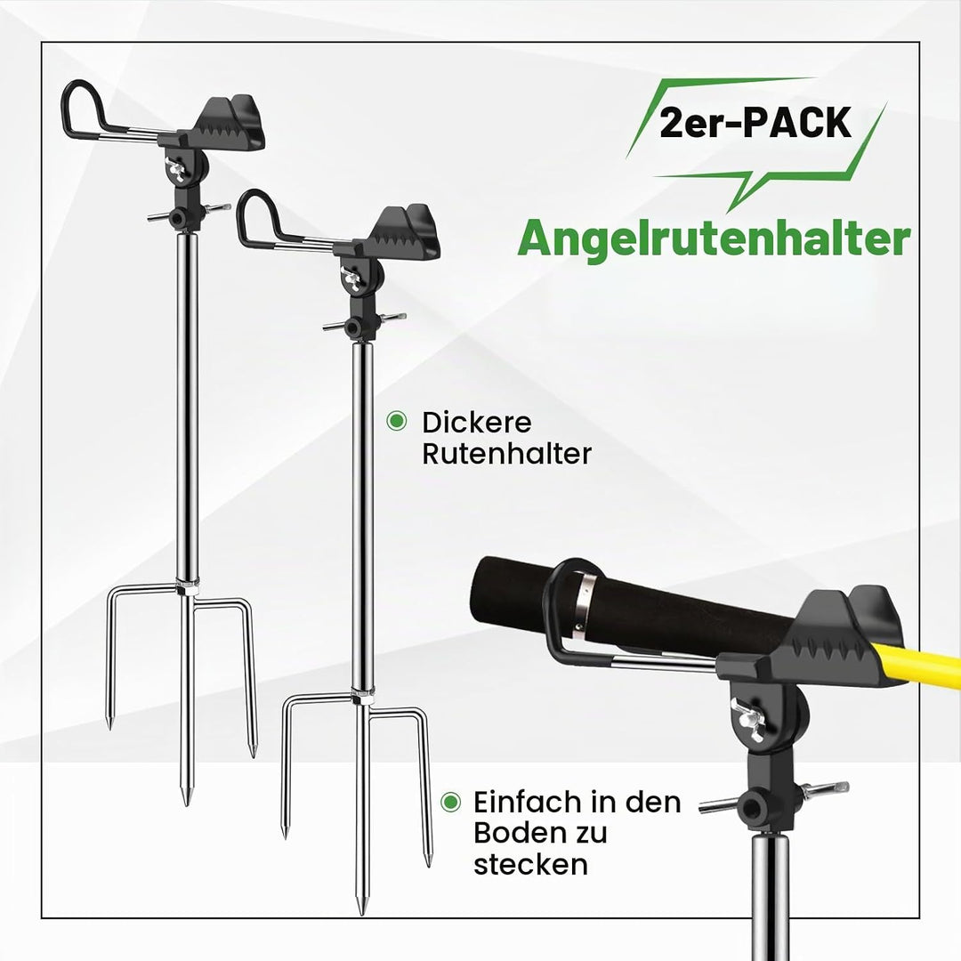 AVCMOTO Rutenhalter, 2 Stück Universal Edelstahl Angelrutenhalter, Angelzubehör 360° Verstellbar Rut