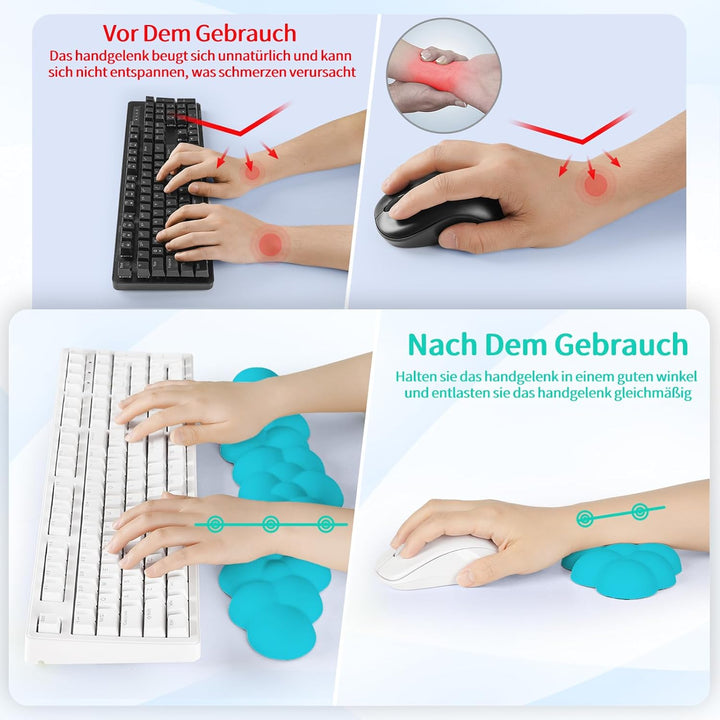 Sushret Handballenauflage Tastatur Wolke, Ergonomische Handauflage Mit PU Leder Memory Schaum, Cloud