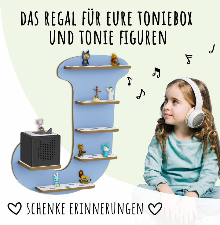 Regal Buchstabe für Toniebox, Wandregal für Tonie Figuren, personalisiert mit Name, Aufbewahrung für