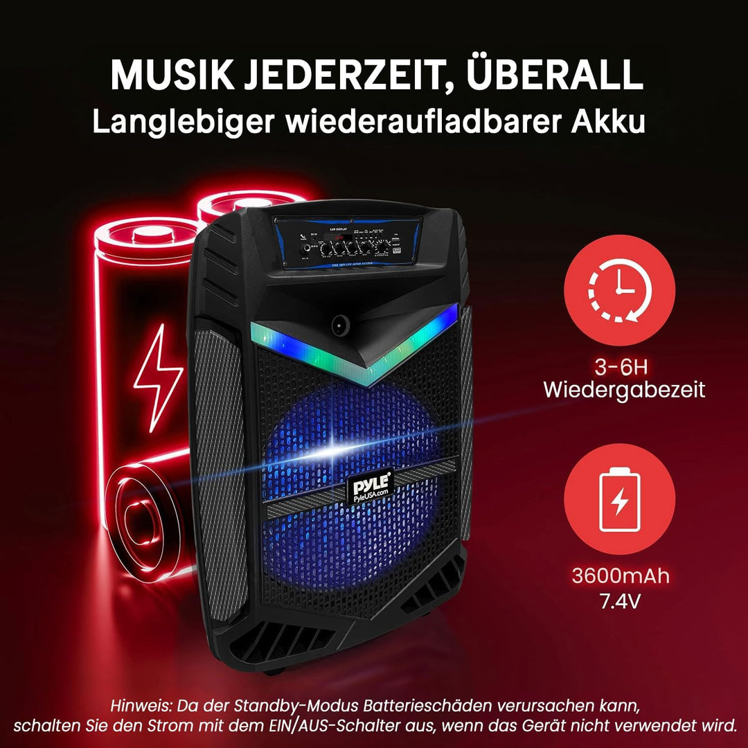 Pyle PA Bluetooth Lautsprecher, Karaoke Maschine und Karaoke Mikrofon, Musikbox Bluetooth Box, Party
