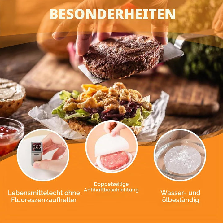 2000 Stück Burger Papier Rund 13cm für Burgerpresse Ø 13 cm, Burgerpapier Antihaft, Backpapier für H