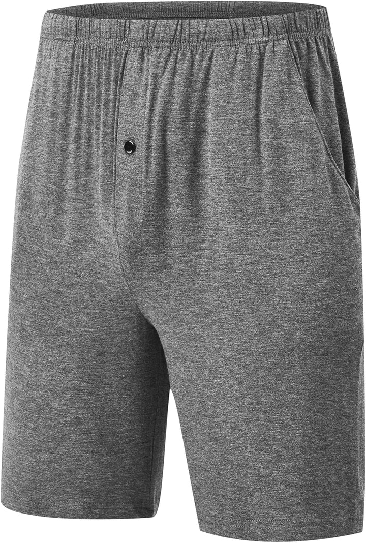 JINSHI Herren Schlafanzughosen Kurz Pyjamahose Sommer Nachtwäsche Shorts M 3er Pack- A (mit Knopflei