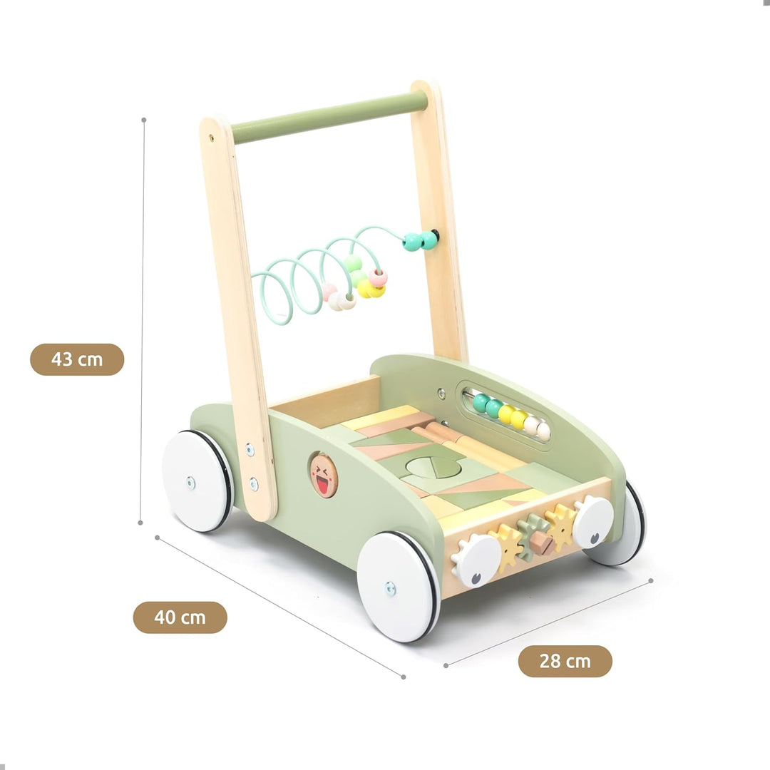 UMU® Holz 5-in-1 Lauflernwagen für Kleinkinder mit gummierten Rädern, Lauflernhilfe/Laufwagen für Ki