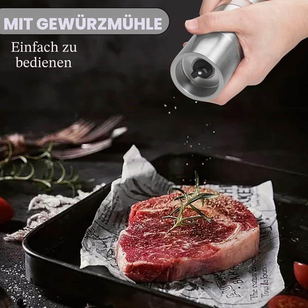 Mini Gewürzgläser Set mit Deckel, DASKING 4-in-1 Camping Gewürze Organizer mit Gewürzmühle, Manuelle