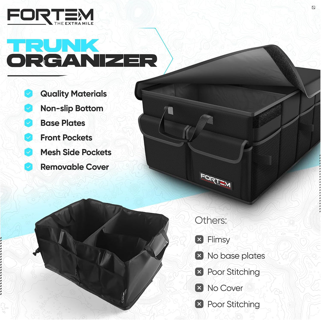 FORTEM Kofferraum Organizer SUV, Faltbare Auto Aufbewahrung, 600D Oxford, Rutschfeste Unterseite, Ve
