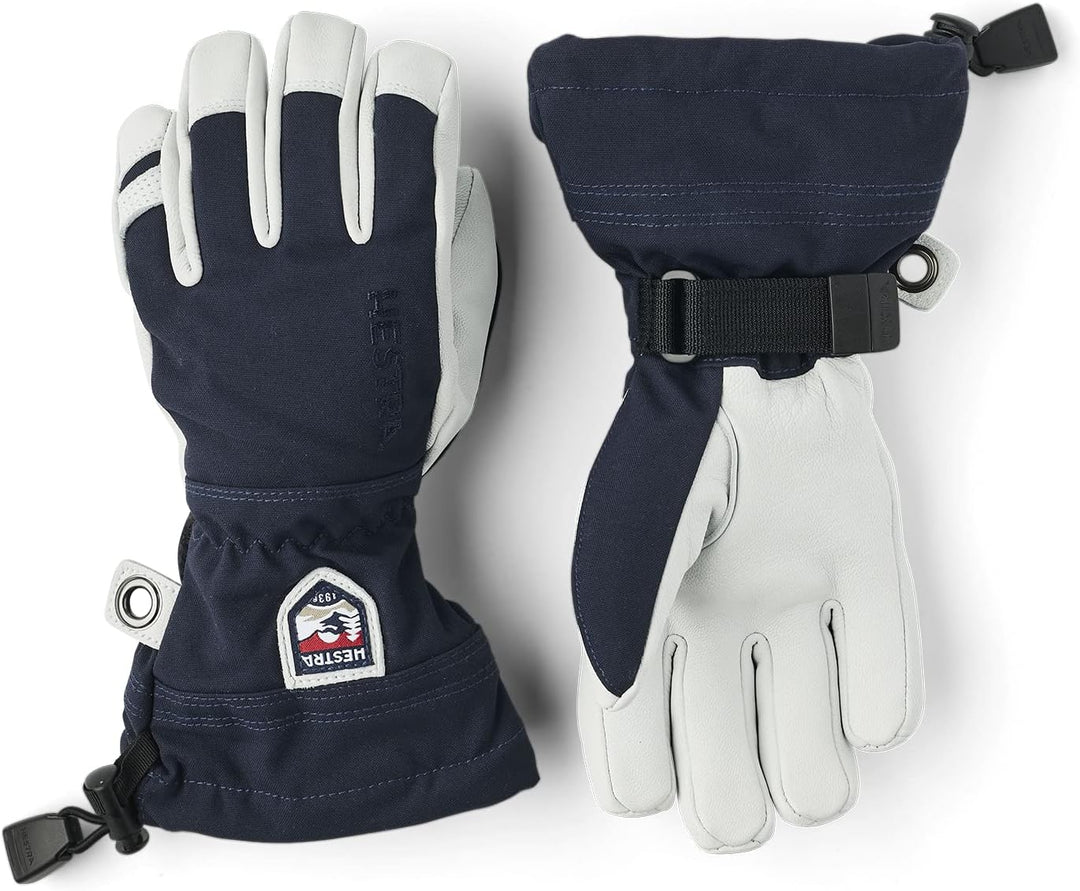 Hestra Army Leather Heli Ski 5-Finger Handschuhe Kinder blau/weiss