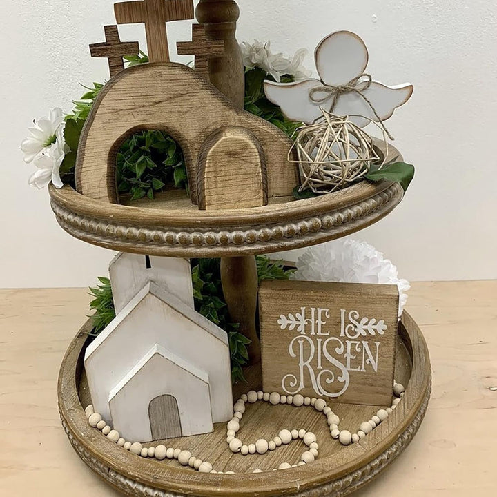Ostern Auferstehungs Szenen Set Osterkrippe, Ostergrab Set aus Holz, Osterdeko Jesus Krippe Statuen