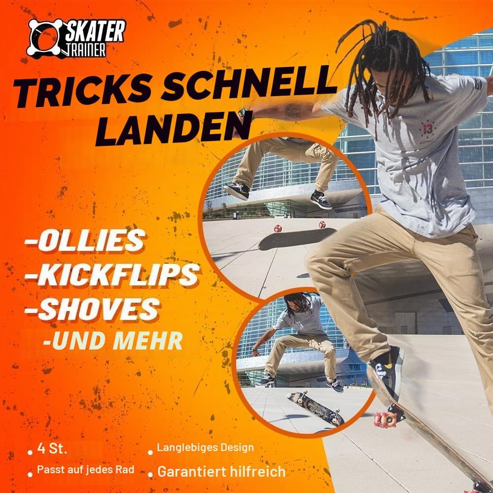SKATERTRAINER 2.0, die Gummi Skaten Zubehör für Perfektionierung Ihrer Ollie und Kickflip – Lernen,