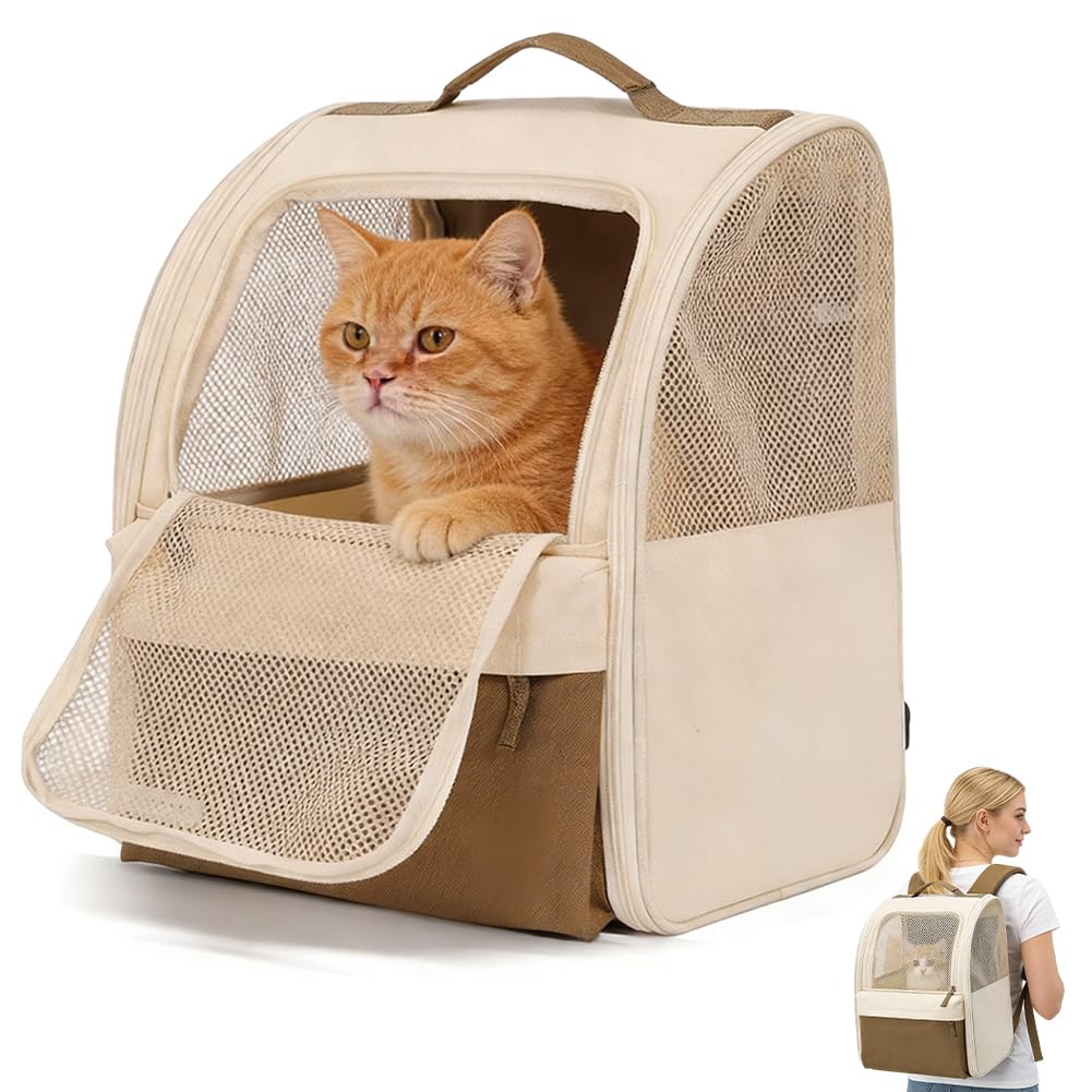 Haustier Rucksack mit Netzfenster,Faltbare HundeRucksack,Belastbarkeit 15kg KatzenRucksack,Wasserdic