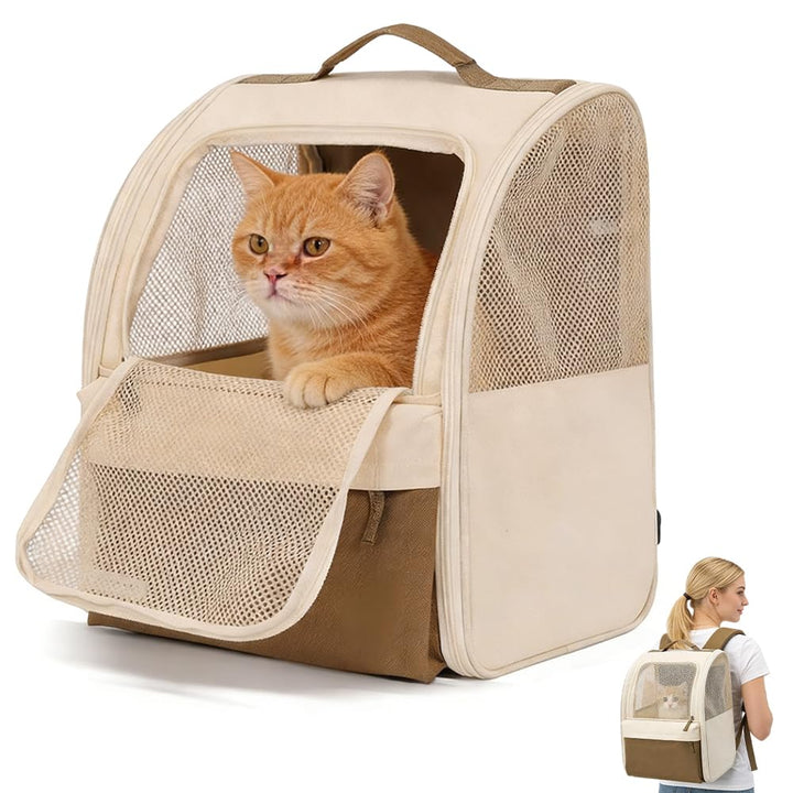 Haustier Rucksack mit Netzfenster,Faltbare HundeRucksack,Belastbarkeit 15kg KatzenRucksack,Wasserdic