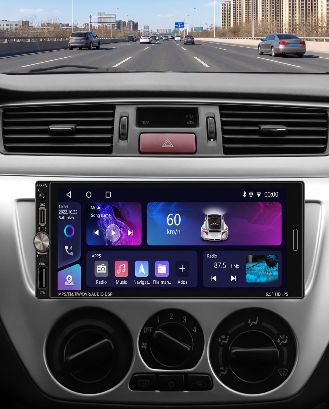 Hikity 1 din Android 15 [2+64G] Autoradio mit Knöpfe Wireless CarPlay Android Auto Mirror Link, 6.9"