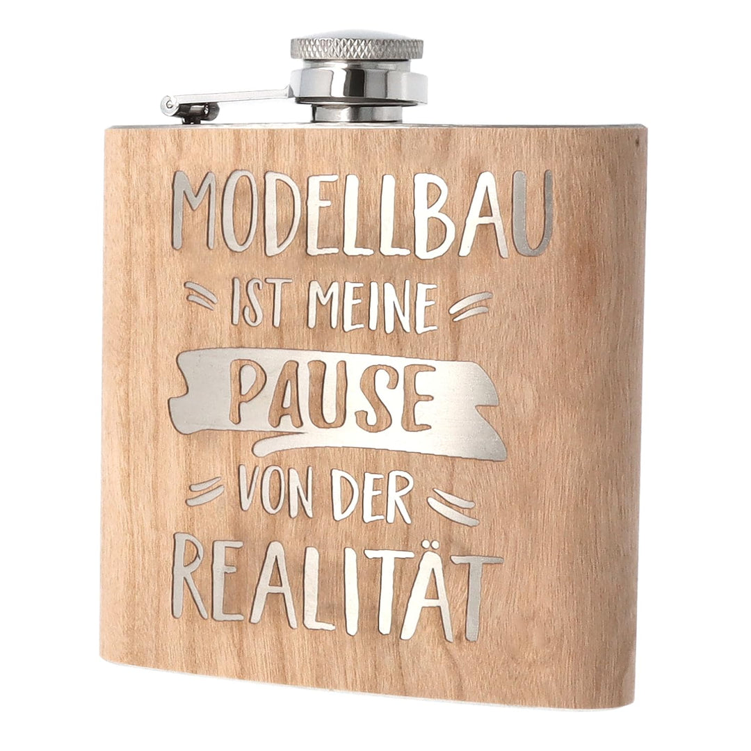 Spruchreif | Flachmann aus Edelstahl mit Gravur | Flachmann aus Holz | Outdoor Geschenk | Geschenkid