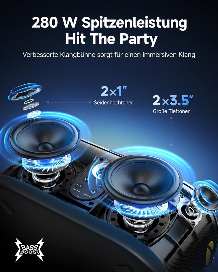 Ikarao Karaoke-Maschine mit integriertem Bildschirmdisplay, Bluetooth, kabellosen Mikrofonen & Party