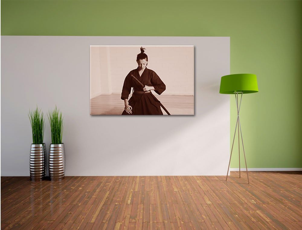 Pixxprint stolze Samurai-Kriegerin als Leinwandbild/Grösse: 100x70 cm/Wandbild/Kunstdruck/fertig bes