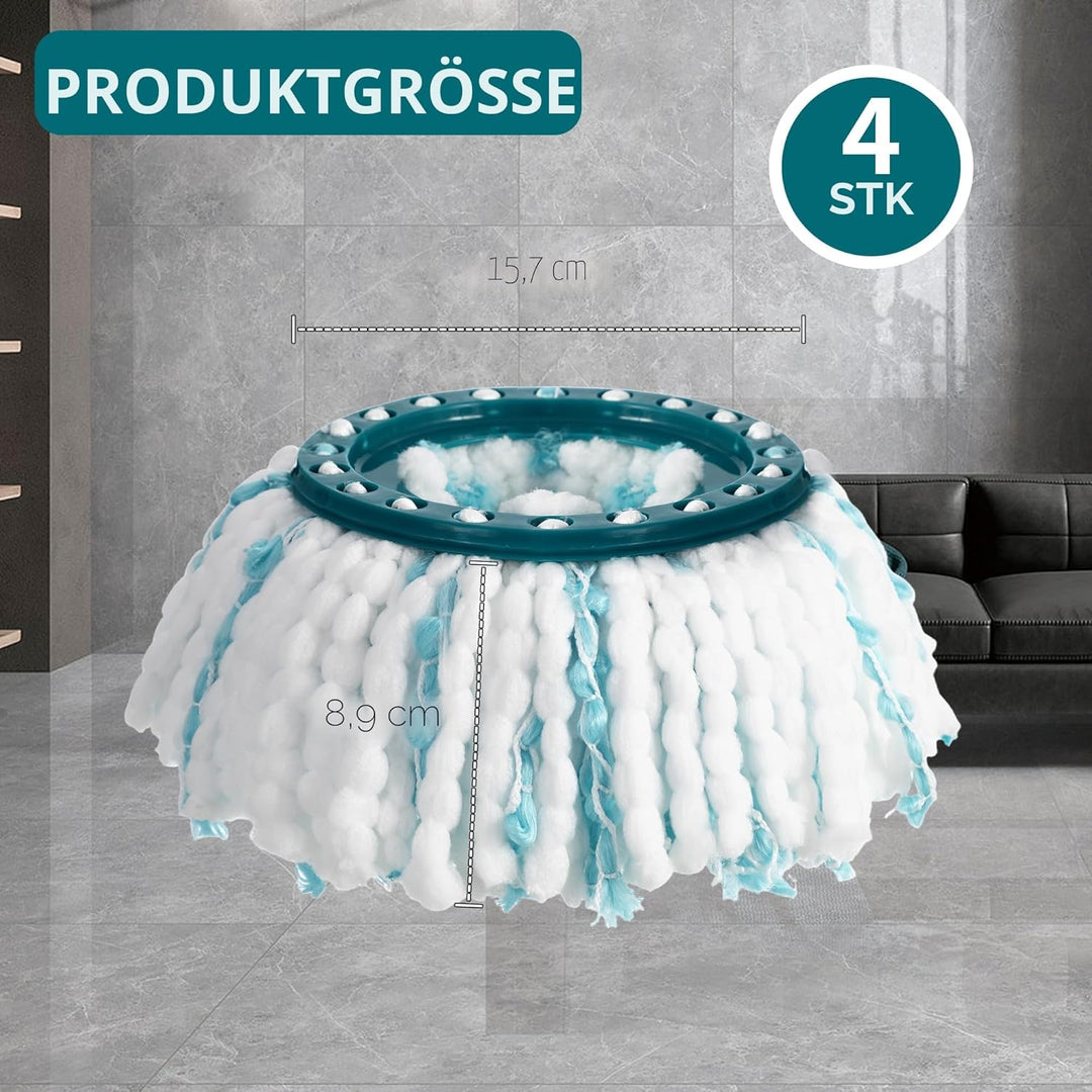 4 Stück Ersatzkopf für Leifheit Clean Twist Disc Mop/Clean Twist Disc, für Leifheit Bodenwischer Ers