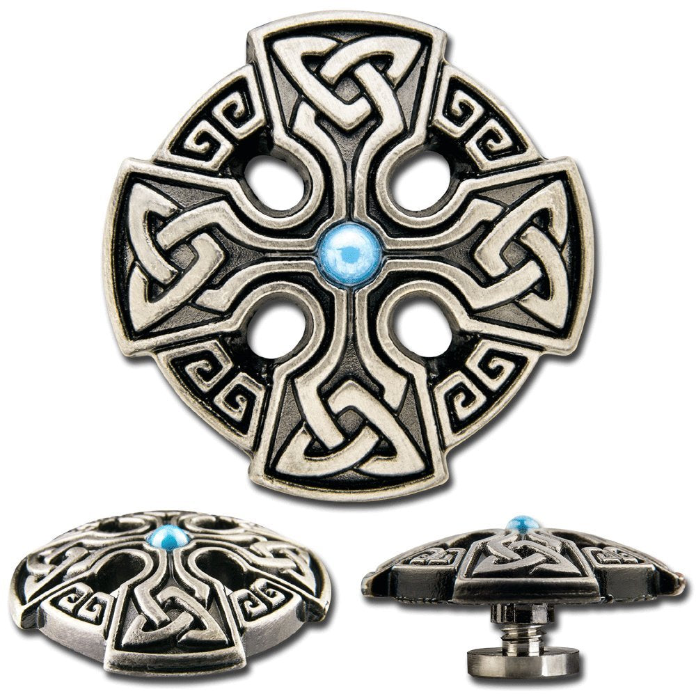 6 St. Celtic Concho Schraubzierniete Zierniete Schraubniete Screwback Concho Keltisches Kreuz No. 1