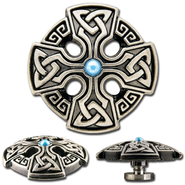 6 St. Celtic Concho Schraubzierniete Zierniete Schraubniete Screwback Concho Keltisches Kreuz No. 1
